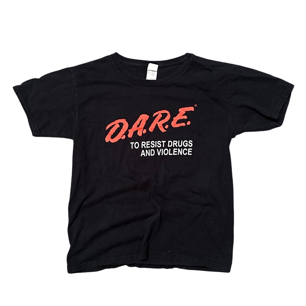 DARE To Resist Drugs And Violence‎ Black T Shirt Kids Size L Youth Graphic Tee